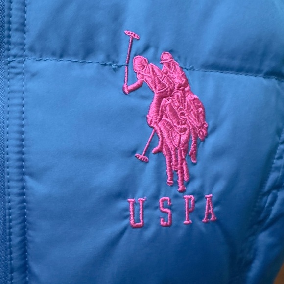 470 U.S. Polo Assn.| EUC Women’s Blue Pink Logo Thick Puffer Vest (Size L) - Picture 5 of 12